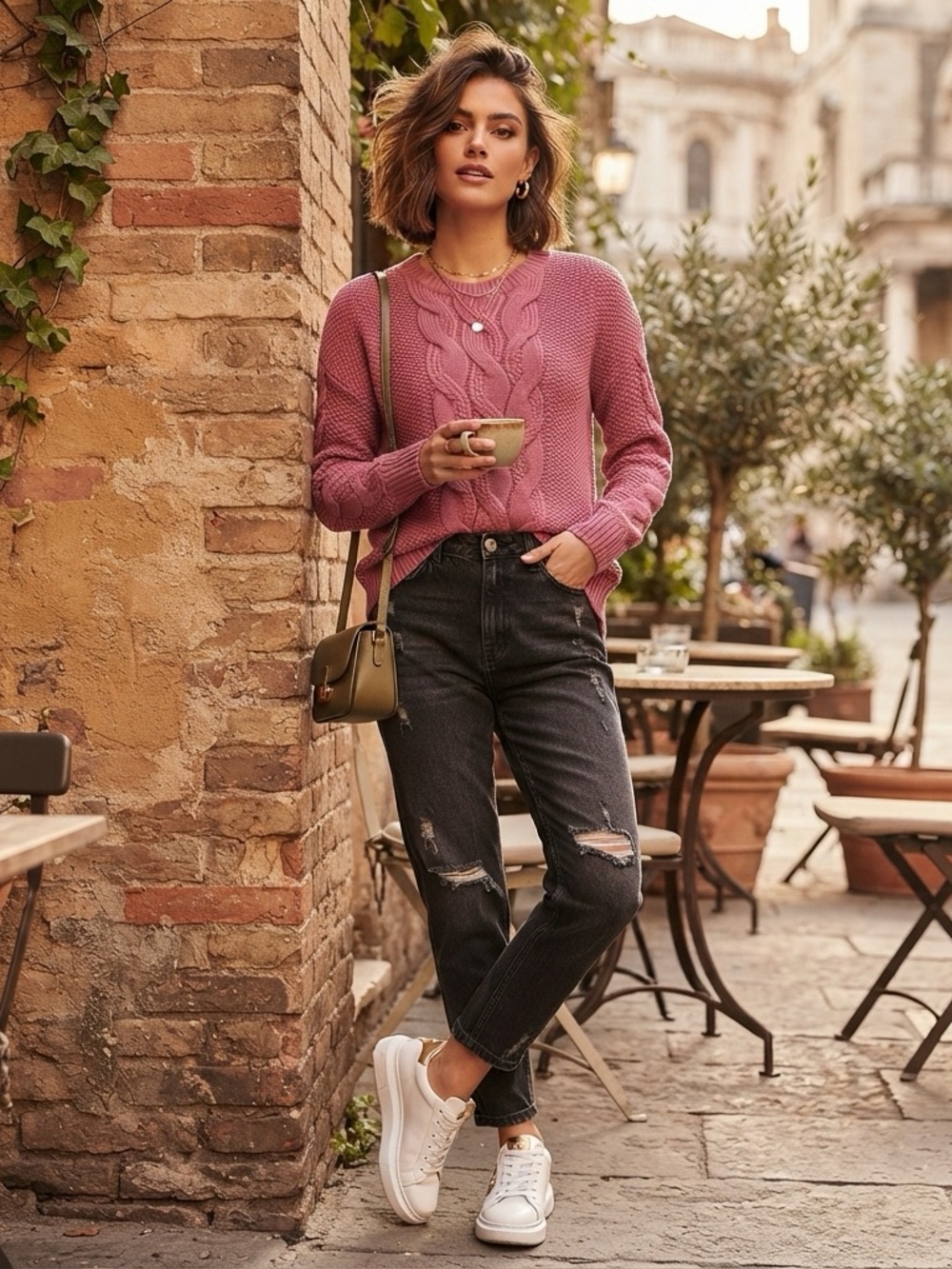 Pink Purple Vintage Style Sweater Pullover